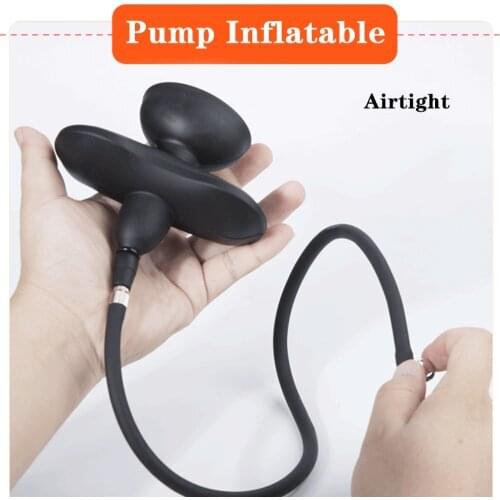 Inflatable Expansion Huge Open Mouth Ball Gag Oral Fixation Restraint Pump Expandable Big ButtPlug Anal Dilator Lock BDSM SexToy