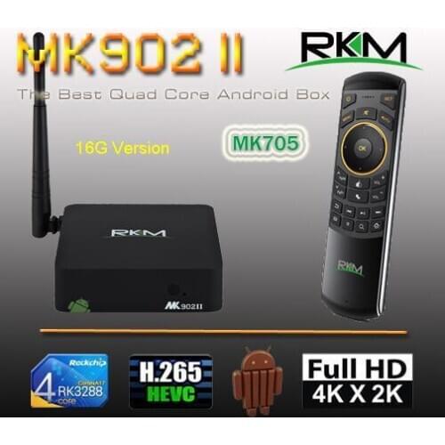 Smart Android 5.1 TV BOX RKM MK902II Quad Core RK3288 2G DDR3 16G ROM Bluetooth Dual Band Wifi Gbit Ethernet[MK902II/16G+MK705]