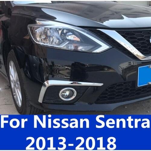 Fog light decorative frame front face trim strip modified lamp eyebrow ABS plating bright strip For Nissan Sentra 2013-2018