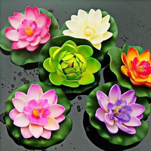 1pcs 10/18cm Real Touch Artificial Lotus Foam Flowers White Water Lily Floating Pool Plants Wedding Home Garden EVA Decoration
