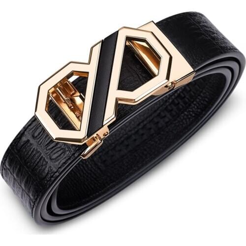 Luxury Mens Belt Luxury Male Metal Automatic Buckle Male Genuine Leather Belt Fashion Cowskin Belt High Quality