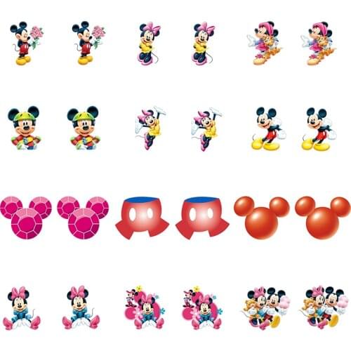 Disney Cartoon Mickey Mouse Trend Minnie Mickey Cartoon Shape Epoxy Resin Ear Clip Earrings Heat Shrinkable Ear Clip For Friends