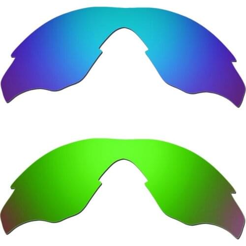 HKUCO For M2 Sunglasses Replacement Polarized Lenses 2 Pairs - Blue & Green