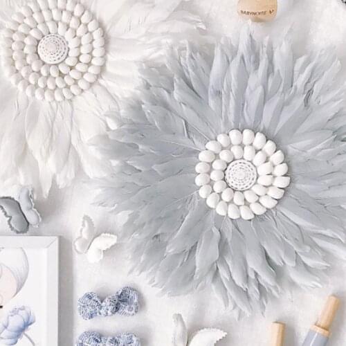 Nordic Modern Tapestry Feather Decor Flowers Wall Hanging For Bed Room Living Room Show Window Decoration Home Ornaments