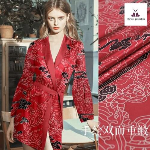 High-end boutique mulberry silk double-sided heavy satin fabric cloth per meter 30mm wide 114cm clothing dress shirt fabric