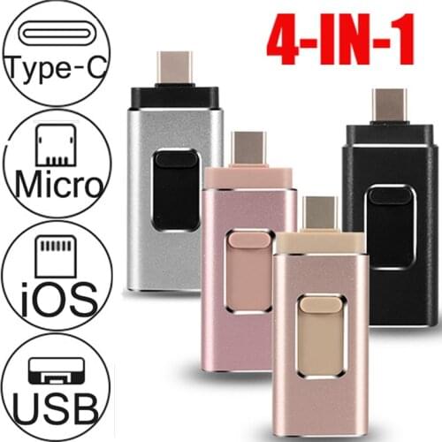 4 in 1 Type C USB Flash Drive 3.0 OTG USB Pendrive 16GB 64GB 128GB 32GB Metal Pen Drive USB Memory For Windows Dropshipping
