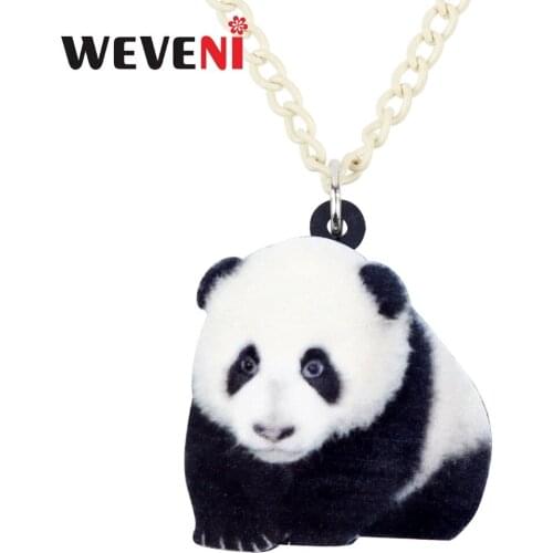 WEVENI Acrylic Fashion Chinese Panda Necklace Pendant Chain Choker Jewelry For Women Girls Bijoux Trendy Animal Accessory Gifts