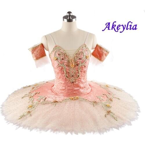 YAGP princess professional ballet tutu orange gold Jacquard fabric Performance Pancake tutu gorgeous costume customize women
