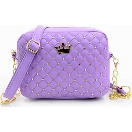 Excellent Quality 2017 Fashion Women Bag Lady Messenger Bags Rivet Chain Shoulder Bag PU Leather Crossbody Quiled Crown Bag K648