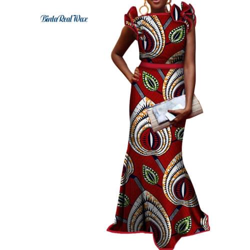 Dashiki African Dresses for Women Bazin Riche African Clothes Ankara Print Long Dresses African Design Women Clothing WY2637
