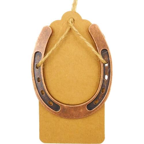 10-50pcs Metal Horseshoe Wedding Gifts Souvenirs Wedding Table Centerpieces Kraft Paper Tags DIY Blank Card Baby Shower Souvenir