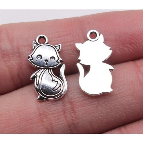 10pcs Cute Cat Pendant Charms DIY Jewelry Making Jewelry Finding Antique Silver Color 10x18mm