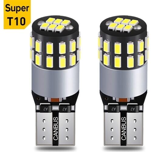 2Pcs T10 W5W LED Bulb 3014-30SMD 194 168 LED Canbus Car Interior Dome Reading Mirror Trunk Light Auto Lamp 6000K 12V white