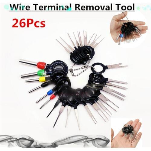 26pcs Wire Terminal Removal Automotive Plug Terminal Remove Tool Key Pin Car Electrical Wire Crimp Connector Extractor Kit