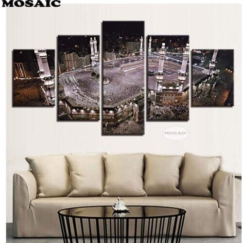 5pcs/set,diamond Embroidery,Mosaic Pattern Islamic Muslim Mosque Landscape,DIY Diamond Painting Full Square Mosaic Cross Stitch