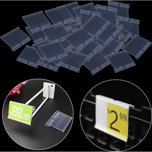 50-pack Transparent PVC Shelf Retail Price Tag Label Display Holder Durable