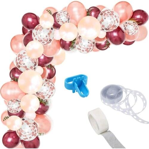 63pcs/lot Burgundy Balloons 12Inch Peach Pearl Rose Gold Confetti Balloons Backdrop Birthday Baby Shower Party Decorations