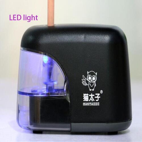 LED Light Electric Auto Pencil Sharpener School Sharpener Stationery for NO.2(8mm) Pencils Battery Charge Powered