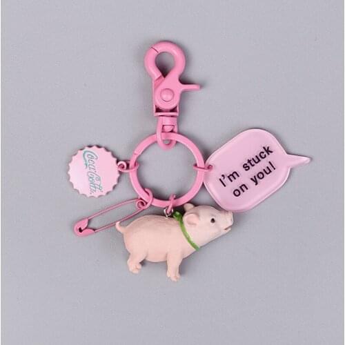 Cute Simulation Dog Pig Panda Pet Keychain Lovely Resin Small Animal Bottle Cap Pin Key Chains Pendant Charm Bag Decor Jewelry