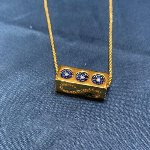 Brand 1:1Fashion Copper Necklace Yellow Gold Color Serpent and Stars Rectangle Multi Patterned Snake Pendant for Women Jewelry