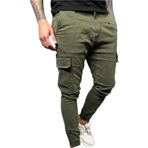 Men Pants Pencil Stylish Solid Color Male Trousers Long Cargo Pants Straight Casual Mid Waist Streetwear Stylish Autumn