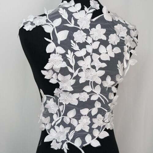 Ivory Floral Lace Applique Large Lace Patch Neck-line Lace Patch For DIY Wedding Dress Applique Prom Ball Gown 1 pcs Accessories