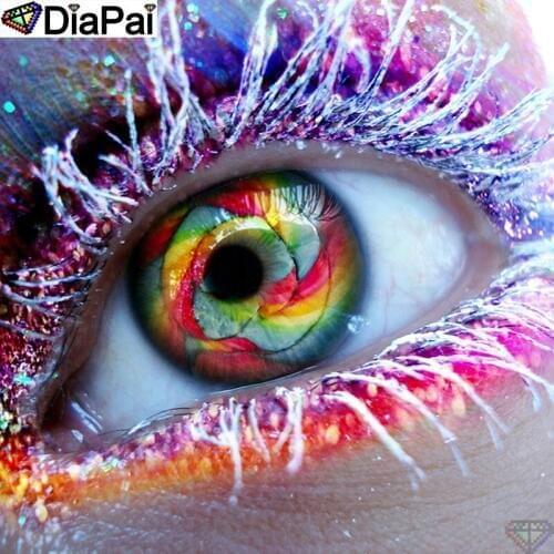 DiaPai Diamond Painting 5D DIY 100% Full Square/Round Drill "Colored eyes" Diamond Embroidery Cross Stitch 3D Decor A22671