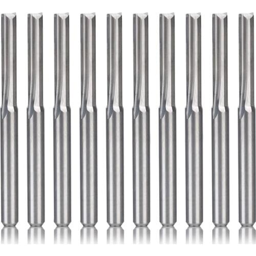 10Pcs 2 Flute Cnc Router Bits 3.175Mm Straight Slot Tungsten Steel Milling Cutter For Wood Mdf Plastic