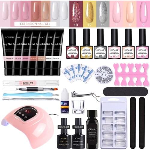6Colors Gel Nail Polish With 7 Colors Poly Nail Gel Full Set Manicure Acrylic Hybrid UV Gel Polish Art Quick Builder Varnish Set