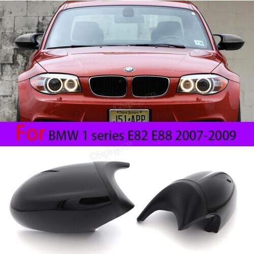 2xMirror Cover E82 E88 Car Side Door Rearview Side Mirror Cover Cap For BMW 1 series E82 E88 2007-2009 Black mirror cover