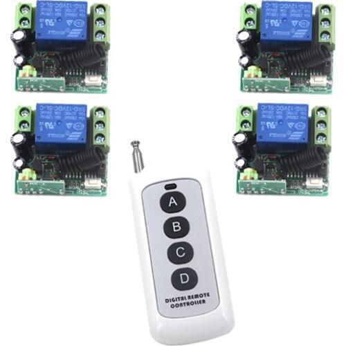 MITI-Free shipping DC12V 10A 315MHz Small Wireless Remote Control Switch 1 Transmitter with 4 Receiver SKU: 5341
