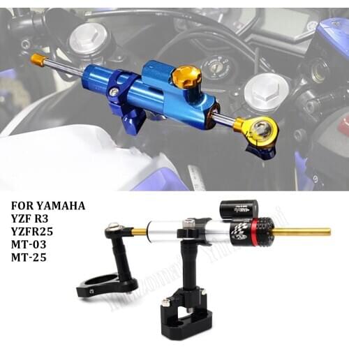 Motorcycles CNC Aluminum Adjustable Steering Stabilize Damper Bracket Mount Kit For YAMAHA YZF R3 YZFR25 MT-03 MT-25