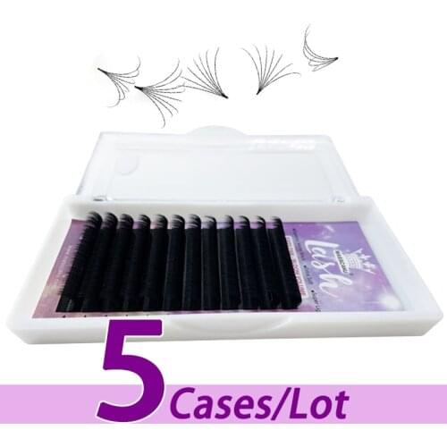 5psc/lot MASSCAKU Auto Fan Eyelash Extension Handing Auto Fans Fast Bloom Flowering Pre-bonded Volume Makeup False Eyelashes