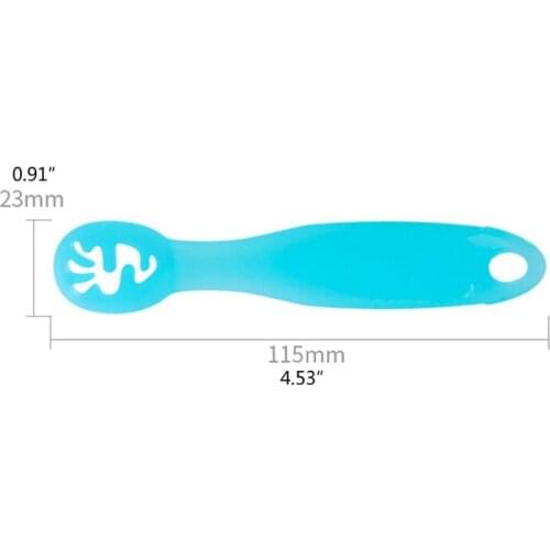 Q1FE 2PCS Lovely Baby Learning Spoons Set Infant Toddler Anti-slip Feeding Training Utensils Tableware Silicone Teether