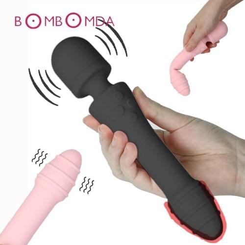 Heating AV Magic Stick Vibrator For Woman Sex Product AV Vibrators USB Chargeable Double Heads Dildo Vibrator Sex Toys For Woman