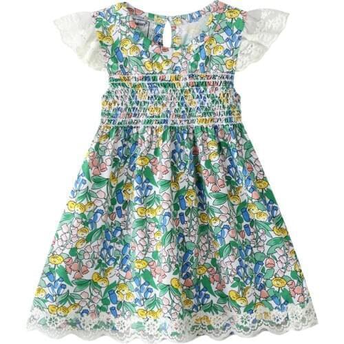 New Summer Girls Floral Summer New Style Children Princess Dresses With Flowers Print Sleeveless Clothing