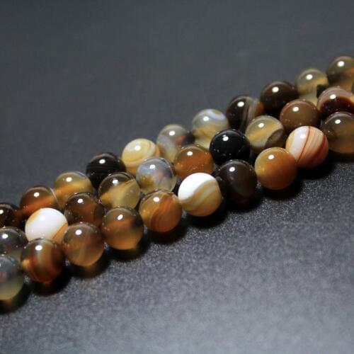 Wholesale Natural Coffee Brown Stripes Agat Stone Beads For Jewelry Making DIY Bracelet Necklace 4/6/8/10/12 mm Strand 15