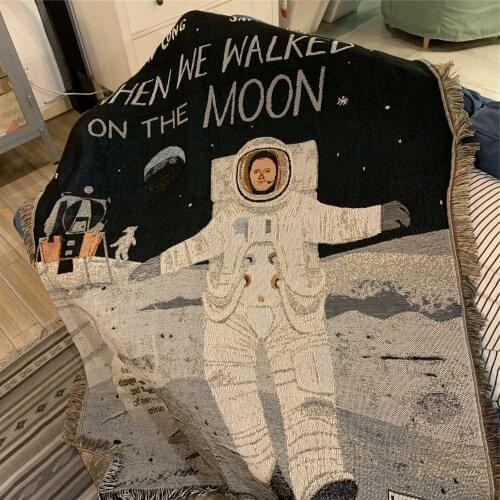 Moon Walk Throw Blanket Multifunction Knitted Universal Blanket Non-slip Blankets Slipcover Cobertor for Sofa Bed Travel