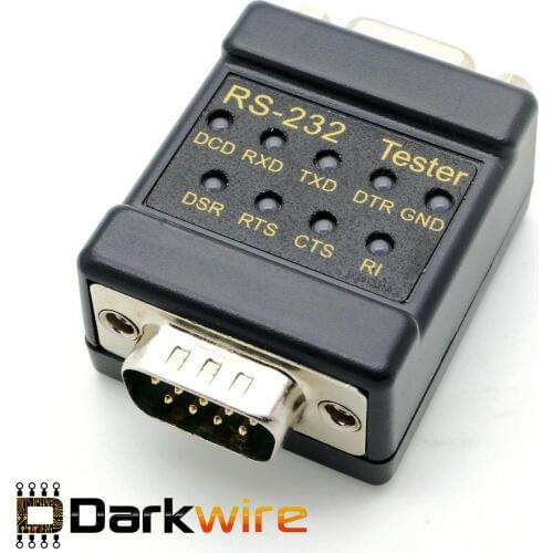 RS-232 DB9 M-F Serial Port Link + Cable Tester bi-colour LEDs RS232 Mini Tester