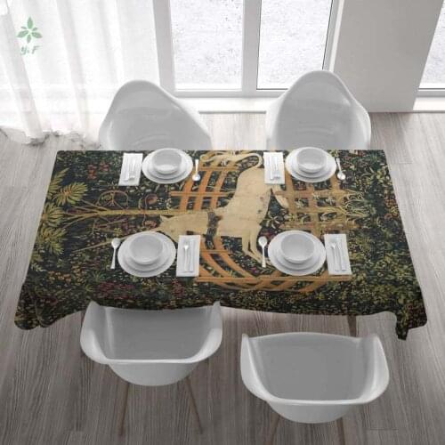 Tablecloth Medieval Decor The Unicorn In Captivity For A Vintage Kitchen Netherlandish Art