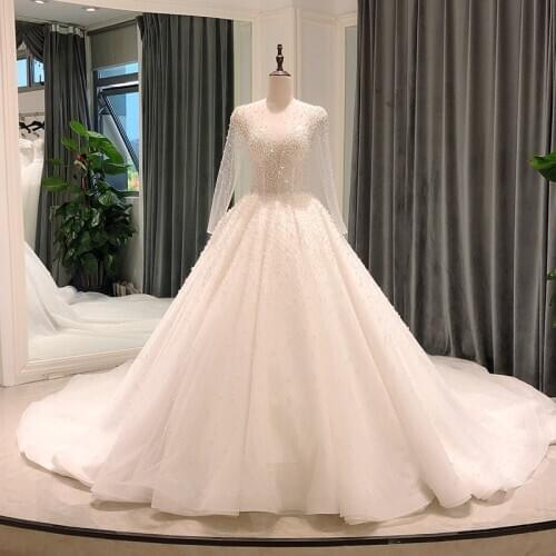 SL-8189 wedding dress 2021 ball gown long sleeve pearl china online store woman vintage civil bridal wedding gowns