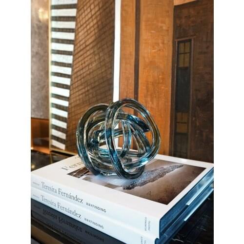 Modern Abstract Handmade Art Crafts Glass Twisted Ball Sculpture Rope Knot Paperweight Interior Decoration Home Accessories
