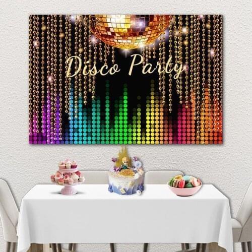 Crazy Music Disco TIME TO BOOGIE Happy Background Girl Birthday Party Decoration Photography Studio 3D Digital Backdrop Cloth