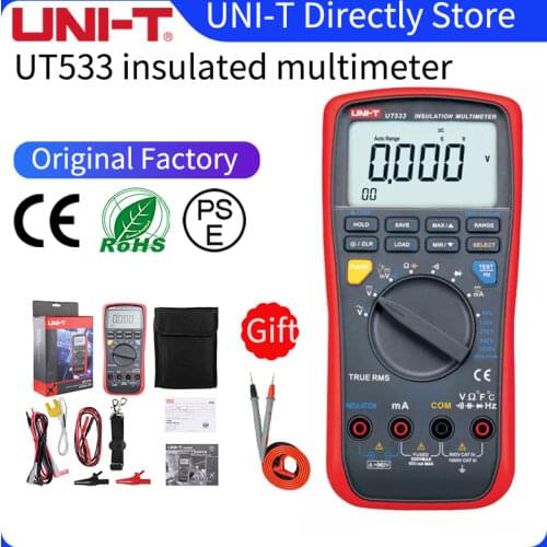 UNI-T UT533 True RMS Insulation Resistance Tester Digital Multimeter Auto Range AC DC ohm Megohmmeter Voltmeter Capacitance Test