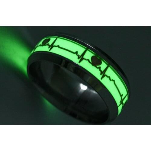 UAGE Luminous Ring Black Fashion Man Minimalist Stainless Steel Ring Glowing Ring couple in the Dark Jewelry Black domineering