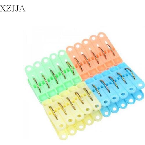 XZJJA 20Pcs/Pack Plastic Clothes Pegs Laundry Hanging Pins Clips Household Clothespins Socks Underwear Drying Rack Holder