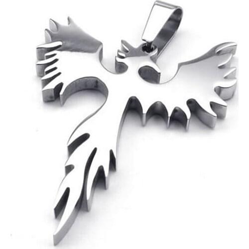Jewelry Stainless Steel Phoenix pendant with 50cm Chain, necklace for Men Women, silver