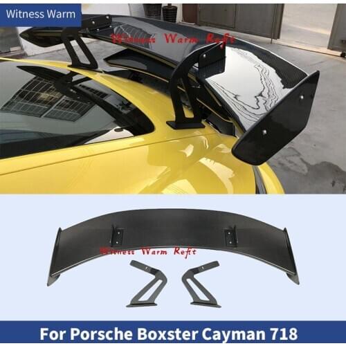 Carbon Fiber FRP Rear Wings Trunk Lip Spoiler For Porsche Boxster 718 Cayman 718 racing rear wing GT4 Style body kit 2016- 2019
