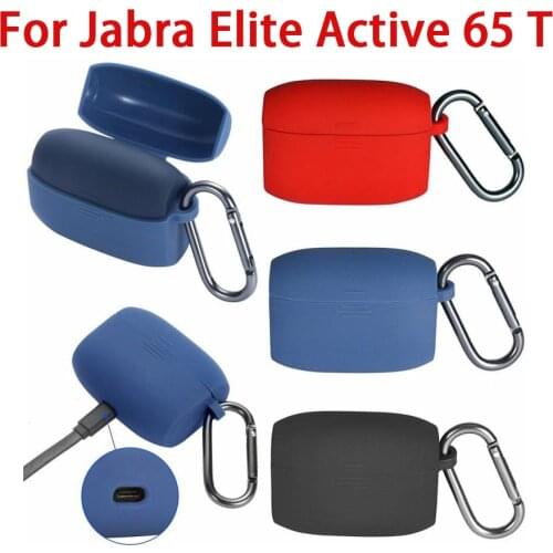 Earphone Protective Case For Jabra Elite Active 65T Wireless Headset Silicone Case Cover With Anti-Lost Hook Earphone Accessory