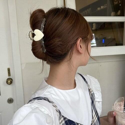 2021 Ins Fashion Women Elegant Big Heart Hair Claws Sweet Candy Hair Clips Hairstyle Makeup Headband Hairpin Hair Accessories